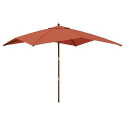 Foto van Vidaxl parasol met houten paal 300x300x273 cm terracottakleurig