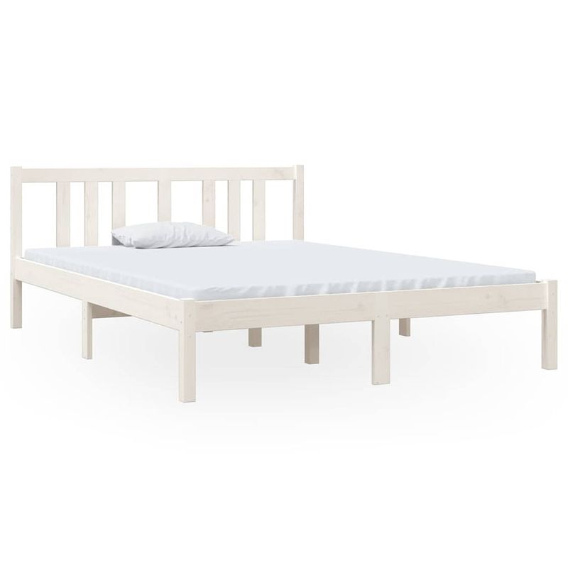 Foto van Vidaxl bedframe massief hout wit 120x190 cm 4ft small double