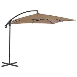 Foto van The living store zweefparasol - taupe - 250 x 250 x 260 cm - uv-beschermend polyester