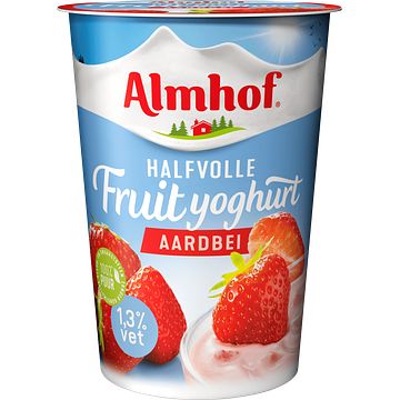 Foto van Almhof halfvolle yoghurt aardbei slechts 1,5% vet 500g bij jumbo