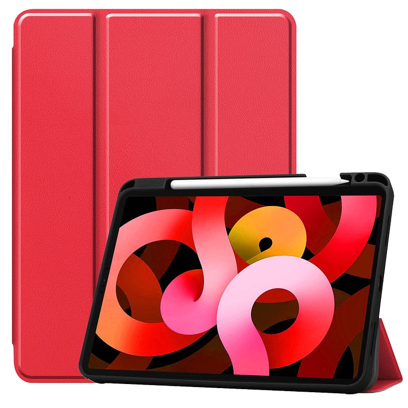 Foto van Basey ipad air 5 2022 hoes case hoesje rood uitsparing apple pencil ipad air 2022 10.9 inch