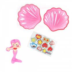 Foto van Toi-toys schelp-zeemeerminset junior 7 cm roze 3-delig