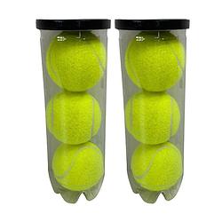 Foto van Tennisballen in koker - 6x - geel - tennisballen
