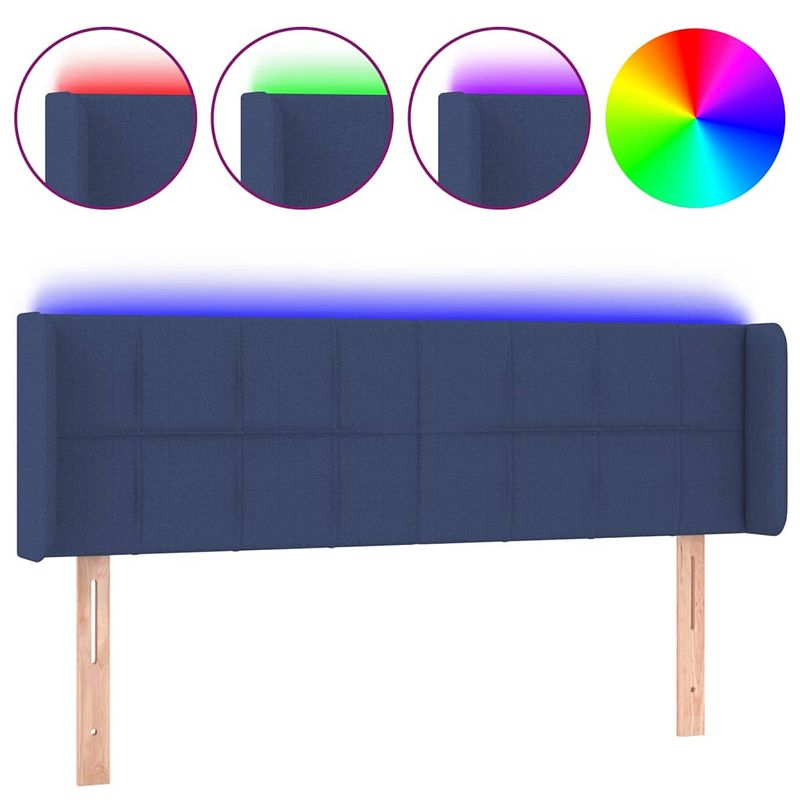 Foto van The living store hoofdbord led-blauw - 147 x 16 x 78/88 cm - verstelbare hoogte - duurzaam materiaal