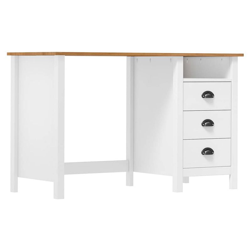 Foto van Vidaxl bureau hill range met 3 lades 120x50x74 cm massief grenenhout