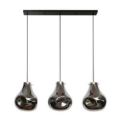 Foto van Giga meubel - hanglamp zwart - dent glas- 3-lichts - 150x115x28cm