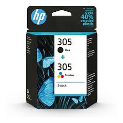 Foto van Hp 305 originele zwarte drie-kleuren inktcartridges, 2-pack (6zd17ae)