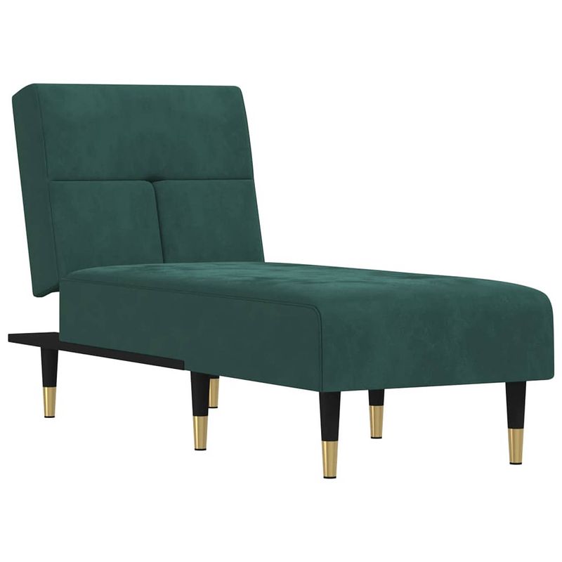 Foto van The living store verstelbare chaise longue - fluweel - donkergroen - 55x140x70 cm