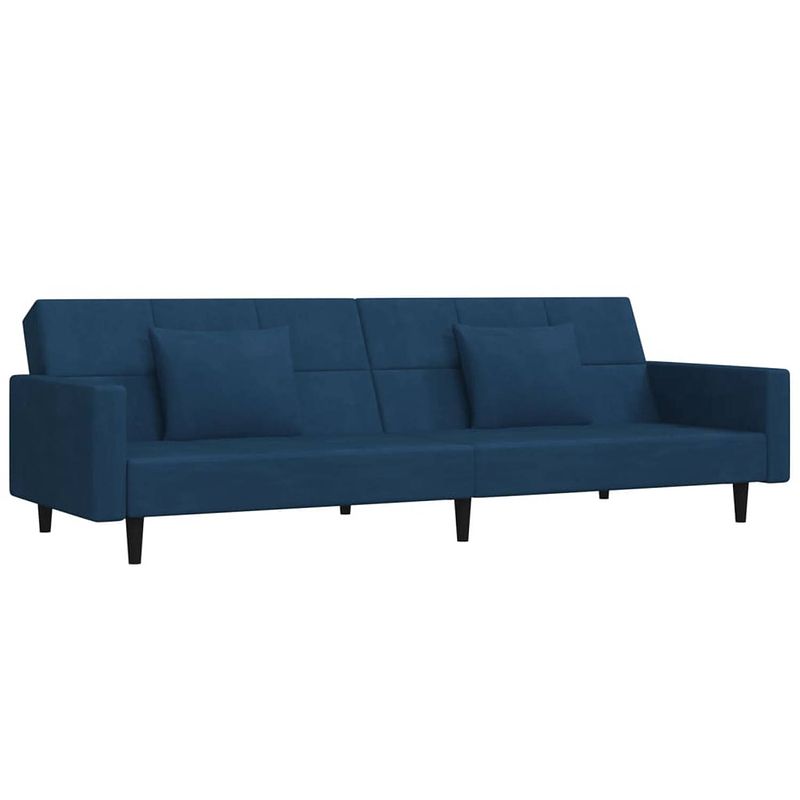 Foto van The living store bedbank - multifunctioneel - fluweel - blauw - 220x84.5x69 cm - the living store