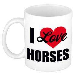 Foto van I love my horses / ik hou van mijn paarden cadeau mok / beker wit 300 ml - cadeau mokken - feest mokken