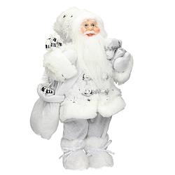 Foto van Kerstman decoratie figuur 37 cm hoog wit met gift bag