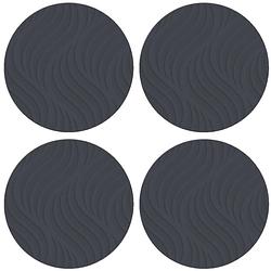 Foto van 4x stuks ronde placemats antraciet met wave patroon 37 cm - placemats