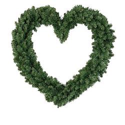 Foto van Kerstversiering kerstkrans hart groen 50 cm - kerstkransen