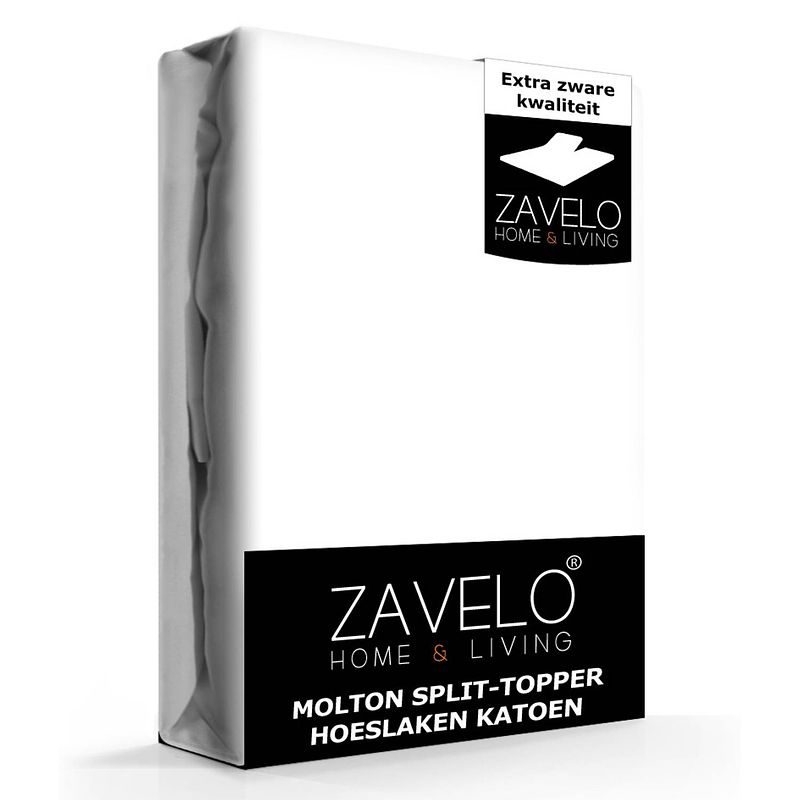 Foto van Zavelo molton split-topper hoeslaken (100% katoen)-2-persoons (140x200 cm)