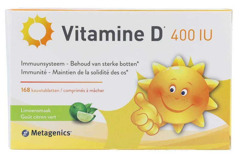 Foto van Metagenics vitamine d 400iu limoen kauwtabletten