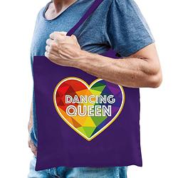 Foto van Bellatio decorations gay pride tas - dancing queen - katoen - 42 x 38 cm - lhbti - feest boodschappentassen