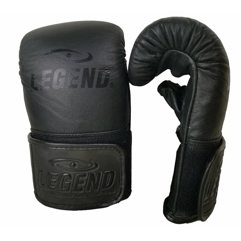 Foto van Legend sports bokshandschoenen wrist lock leer zwart maat s