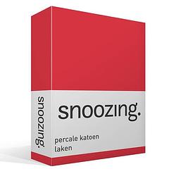 Foto van Snoozing - laken - eenpersoons - percale katoen - 150x260 - rood