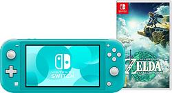 Foto van Nintendo switch lite turquoise + zelda: tears of the kingdom