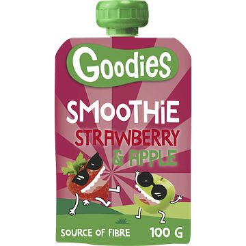 Foto van Goodies knijpfruit smoothie aardbei & appel 100g aanbieding bij jumbo | 2 + 1 gratis