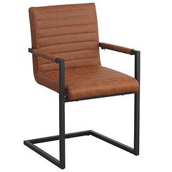 Foto van Set van 4 industriële eetkamerstoelen kuba met arm cognac