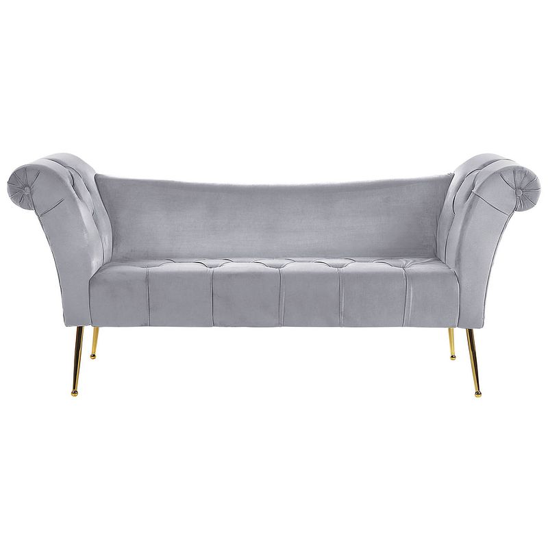 Foto van Beliani nantilly - chaise longue-grijs-fluweel