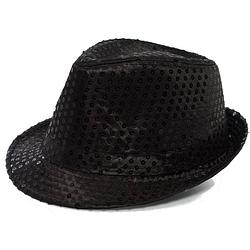 Foto van Partychimp hoed spangles polyester zwart one-size