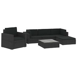 Foto van Vidaxl 6-delige loungeset met kussens poly rattan zwart