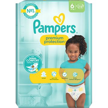 Foto van Pampers premium protection maat 6, x19 luiers, 13kg+ bij jumbo