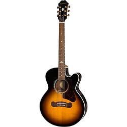 Foto van Epiphone j-200 ec studio parlor vintage sunburst elektrisch-akoestische westerngitaar