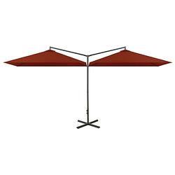 Foto van Vidaxl parasol dubbel met stalen paal 600x300 cm terracottakleurig