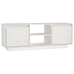 Foto van The living store tv-meubel 110x30x40 cm massief grenenhout wit - kast