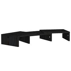 Foto van The living store houten monitorstandaard - zwart - 60 x 24 x 10.5 cm - verstelbare lengte
