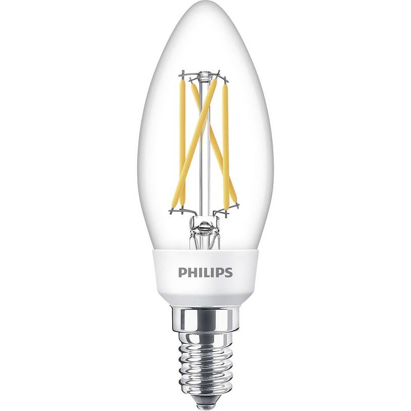 Foto van Philips led sceneswitch filament kaars lamp - e14 5w 470lm 2200k+2500k+2700k 230...