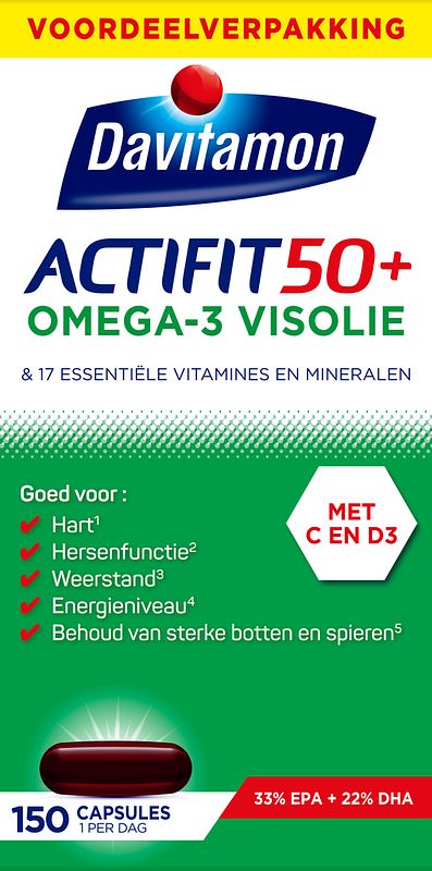 Foto van Davitamon actifit 50 plus omega-3 visolie capsules