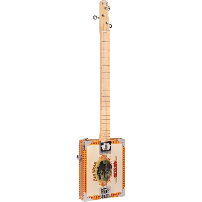 Foto van Lace cigar box guitar big wolf 3-string 3-snarige elektrische gitaar