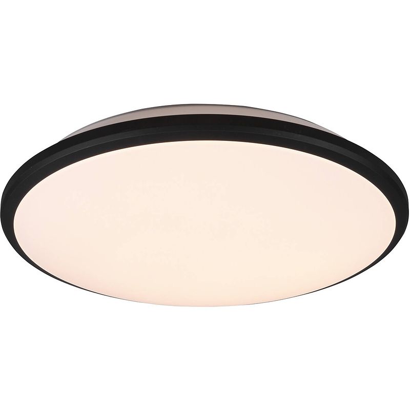 Foto van Led plafondlamp - trion lombis - 20.5w - warm wit 3000k - dimbaar - rond - mat zwart - kunststof