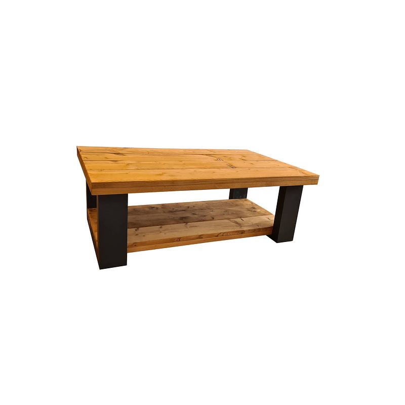 Foto van Wood4you - salontafel new england - roasted wood 100lx72dx40h dubbel antraciet