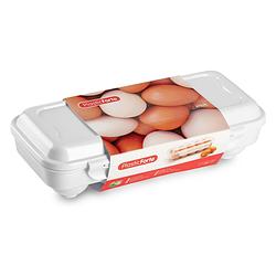 Foto van Eierdoos - koelkast organizer eierhouder - 10 eieren - wit - kunststof - 27 x 12,5 cm - vershoudbakjes