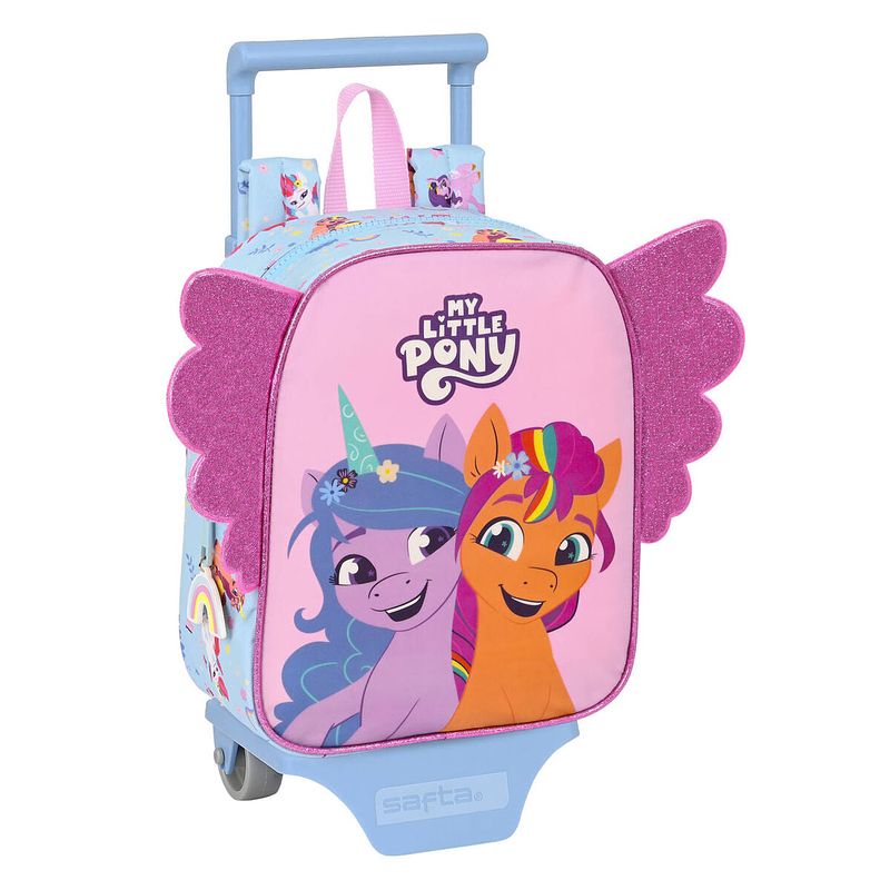 Foto van Schoolrugzak met wielen my little pony wild & free blauw roze 22 x 27 x 10 cm