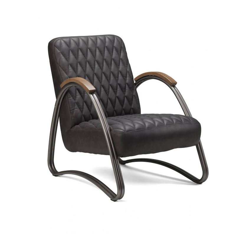 Foto van Bronx71 industriële fauteuil ivy eco-leer antraciet.