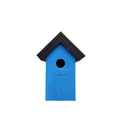 Foto van Houten vogelhuisje/nestkastje 22 cm - zwart/lichtblauw dhz schilderen pakket - vogelhuisjes
