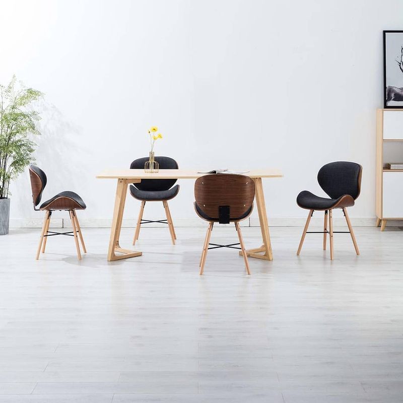 Foto van The living store eetkamerstoelen - set van 4 - donkergrijs - houten frame - 50x50x81 cm