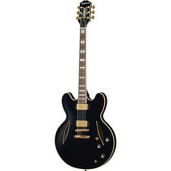 Foto van Epiphone emily wolfe sheraton stealth black aged gloss semi-akoestische gitaar met epilite case