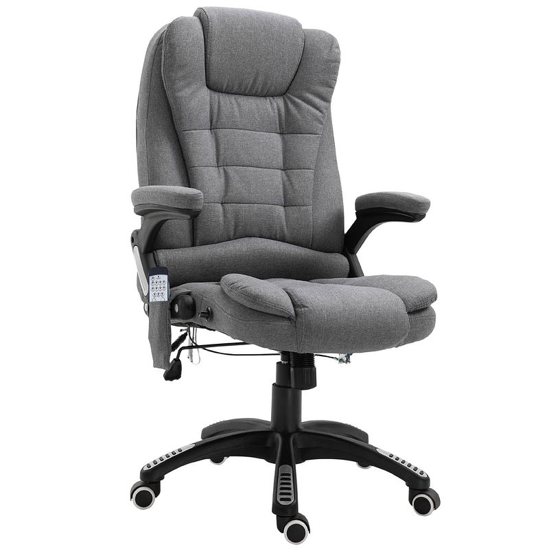 Foto van Bureaustoel - bureaustoel ergonomisch - directiestoel - massage stoel - bureaustoelen voor volwassenen - grijs