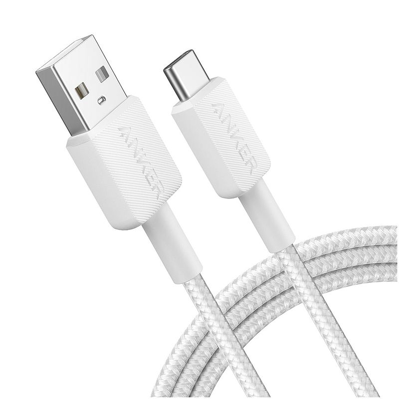 Foto van Anker 322 usb-a to usb-c cable nylon 1.8m oplader wit