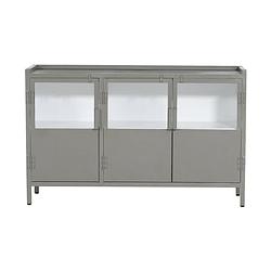 Foto van Giga meubel dressoir stone/wit - 130x43x80cm - metaal - industrieel dressoir