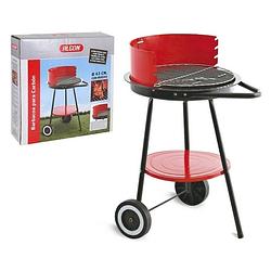 Foto van Kolenbarbecue met wielen algon zwart rood (ø 43 cm) geëmailleerd staal