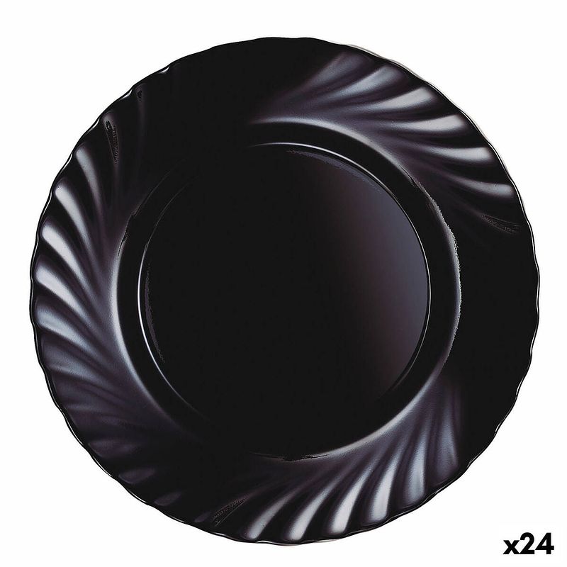 Foto van Platt tallrik luminarc trianon zwart glas (ø 24,5 cm) (24 stuks)