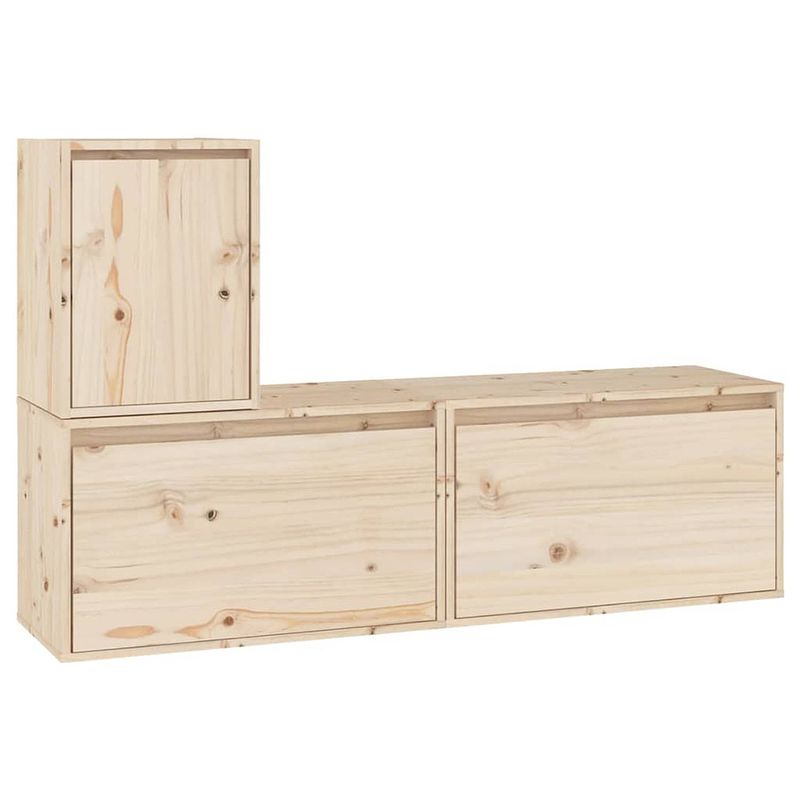 Foto van The living store televisiekasten - klassiek design - massief grenenhout - set van 3 - 60x30x35cm - 30x30x40cm -